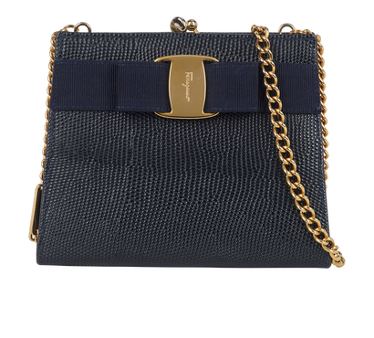 Vara Lizard Embossed, &pound;375, Handbags, Blue, Leather, Front view
